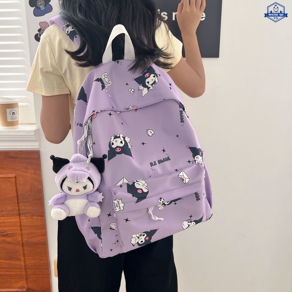 SANRIO กระเป๋าเป้สะพายหลังความจุขนาดใหญ่ ซานริโอ คุโรมิ - กระเป๋านักเรียนสไตล์ญี่ปุ่นน่ารักสําหรับสาววัยรุ่น, เป้แฟชั่นน้ําหนักเบาสําหรับการเดินทางและวิทยาลั