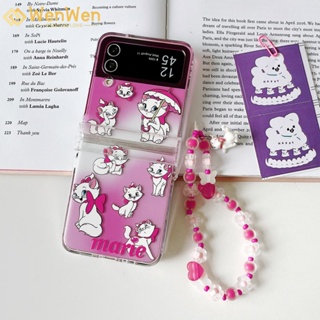 Wenwen เคสโทรศัพท์มือถือแฟชั่น ลายแมวแมรี่ สามชิ้น สําหรับ Samsung Z Flip4 Z Flip3