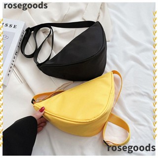 Rosegoods1 กระเป๋าสะพายไหล่ กระเป๋าถือ ผ้าไนล่อน ทรงสามเหลี่ยม จุของได้เยอะ สีพื้น แฟชั่นสําหรับสตรี