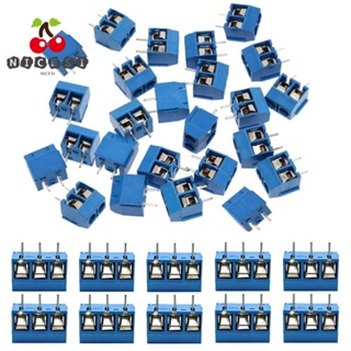 Nicesi บล็อกเชื่อมต่อ 2 Pin และ 3 Pin สกรูเทอร์มินัล สีฟ้า 5 มม. เมาท์ PCB 50 X 2 Pin สําหรับบ้าน 60 ชิ้น