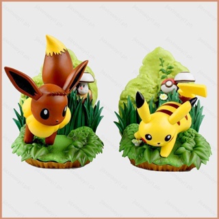 โมเดลฟิกเกอร์ Pokemon Pikachu Eevee In The Bushes 23 ของเล่นสําหรับเด็ก