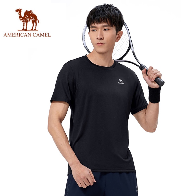 American CAMEL เสื้อยืดลําลอง แขนสั้น ระบายอากาศ แห้งเร็ว สําหรับผู้ชาย เหมาะกับการวิ่ง เล่นกีฬา ฟิตเนส