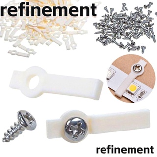 Refinement คลิปหัวเข็มขัดไฟ LED พลาสติก กันน้ํา 8 มม. 10 มม. 12 มม. สีขาว 10 ชิ้น