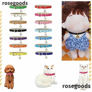 Rosegoods1 ปลอกคอตุ๊กตา ผ้าฝ้าย พร้อมจี้ สีพื้น สําหรับสัตว์เลี้ยง