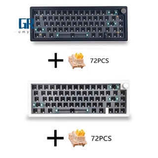 Gmk67 คีย์บอร์ดไร้สาย บลูทูธ 2.4G 3 โหมด และสวิตช์ลูกพีช