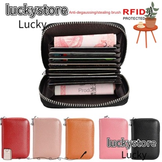 Lucky RFID กระเป๋าสตางค์หนัง ใส่บัตรได้ 12 ช่อง กันขโมย อเนกประสงค์ สไตล์วินเทจ