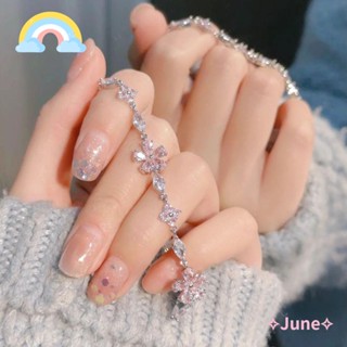 June สร้อยข้อมือ รูปดาวห้าแฉก พลาสติก มุกเทียม สองชั้น สร้อยข้อมือ ของขวัญ โลหะ คริสตัล ดาว โซ่ ผู้หญิง