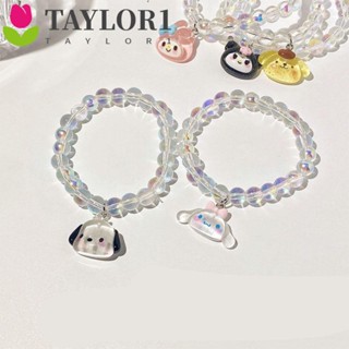 Taylor1 Kuromi สร้อยข้อมือคู่รัก ชุบไฟฟ้า สีแคนดี้ ปรับได้ สําหรับนักเรียน