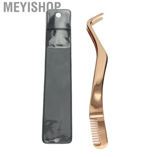 Meyishop Lash Tweezers  Ergonomic Angled Tips Extensions Comb Tail Portable High Precision for Salon