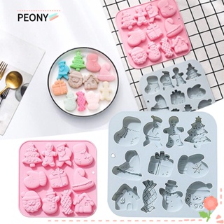 Peonypavilion แม่พิมพ์ ลายซานตาคลอส สโนว์แมน คริสต์มาส 11 ช่อง สําหรับทําสบู่ ช็อคโกแลต ถุงมือ หมวก ขนมหวาน เค้ก ช็อคโกแลต