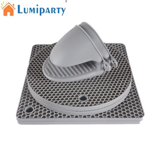 Lumiparty ถุงมือซิลิโคน สําหรับเตาอบ หม้อ ที่รองจาน อุปกรณ์ครัว สําหรับทําอาหาร เบเกอรี่ ย่าง