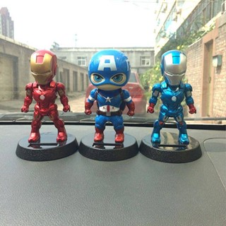 Iron Man Captain America Car Solar Shaking Head Ornament Creative Cartoon Car Cute Bobble Head Doll Doll gCYd