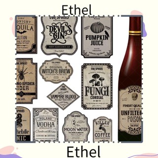 Ethel1 สติกเกอร์ฉลาก ลายหัวกะโหลก ค้างคาว กันน้ํา สําหรับติดตกแต่งขวดไวน์ DIY