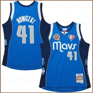 เสื้อกีฬาบาสเก็ตบอล ลาย NBA Hall Of Fame Mavericks Nowitzki HQ1 2023-2024 สไตล์เรโทร พลัสไซซ์ สําหรับผู้ชาย และผู้หญิง QH1