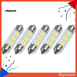 Skym* หลอดไฟ LED 3SMD 5050 12V 36 มม. สีขาว สําหรับติดตกแต่งภายในรถยนต์ 5 ชิ้น