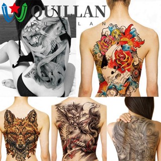 Quillan สติกเกอร์รอยสัก ลายหมาป่า ปลา เพื่อความสวยงาม|แทททูชั่วคราว ลายมังกร