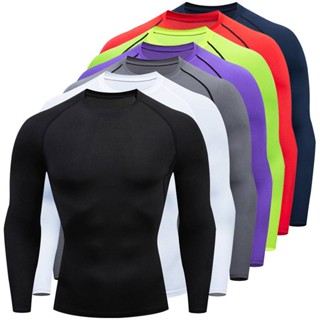 Workout Clothes Mens Sports Training Bottoming Shirt Long Sleeve Breathable Quick Drying Clothes Casual Tights Stretch Shapewear T-shirt vdnV