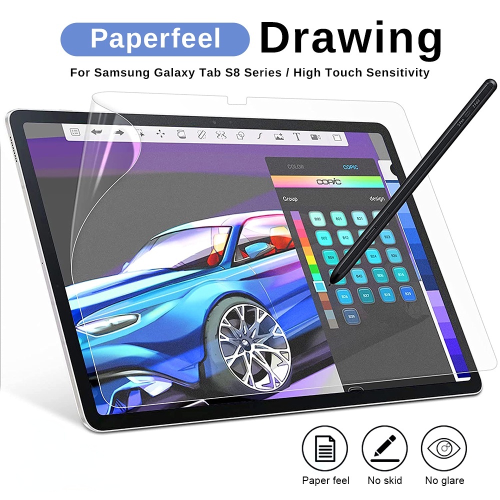 Paper Like Matte เขียนฟิล์มจิตรกรรม Samsung Galaxy Tab S9 FE S7 S8 S7FE S7+ S8 Plus S10+ S6 lite A8 Paperfeel ป้องก