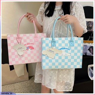 Sanrio Kuromi กระเป๋าถือผู้หญิง Cinnamoroll Tote Bag Black Single Shoulder Bag My Melody Large-capacity Storag Bag (twinkle.th)