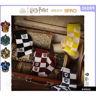 SPAO Harry Potter winter new checkerboard socks SPAYC49D22 ถุงเท้าข้อกลางลายตารางหมากรุกแฮร์รี่ พอตเตอร์