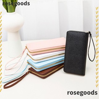 Rosegoods1 กระเป๋าสตางค์ กระเป๋าคลัทช์ หนัง PU แต่งพู่ มีซิป ขนาดเล็ก สีพื้น แฟชั่นสําหรับผู้หญิง