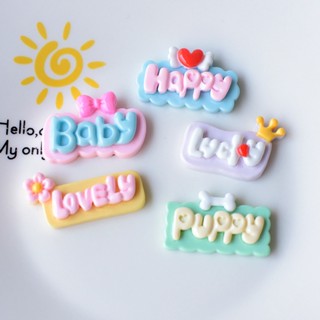 แผ่นป้าย Happy Plaque Flatback Cabochons สําหรับตกแต่งกิ๊บติดผม โทรศัพท์ เครื่องประดับ งานฝีมือ 10 ชิ้น