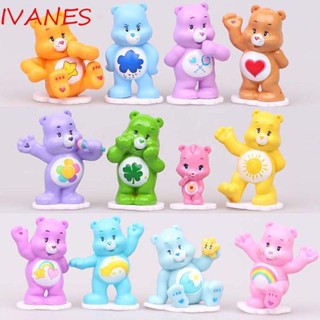 Ivanes โมเดลตุ๊กตาหมีสายรุ้ง ของขวัญ สําหรับตกแต่ง 12 ชิ้น ต่อชุด