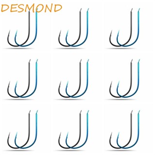 Desmond 50 ชิ้น ตะขอแบน, สีฟ้า สีดํา บาง ตะขอตกปลา, Pesca เหล็กคาร์บอนสูง หนามเดี่ยว สตรีมตะขอหญ้า เหยื่อปลาคาร์พ