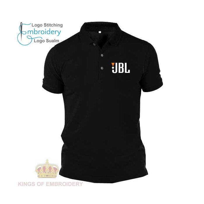 Baju โลโก้ Sulam Polo T เสื้อ JBL เสียงหูฟังไร้สาย Ear Bud ลําโพงบลูทูธ Soundbar Baju Unisex เย็บปักถักร้อย 0FGL