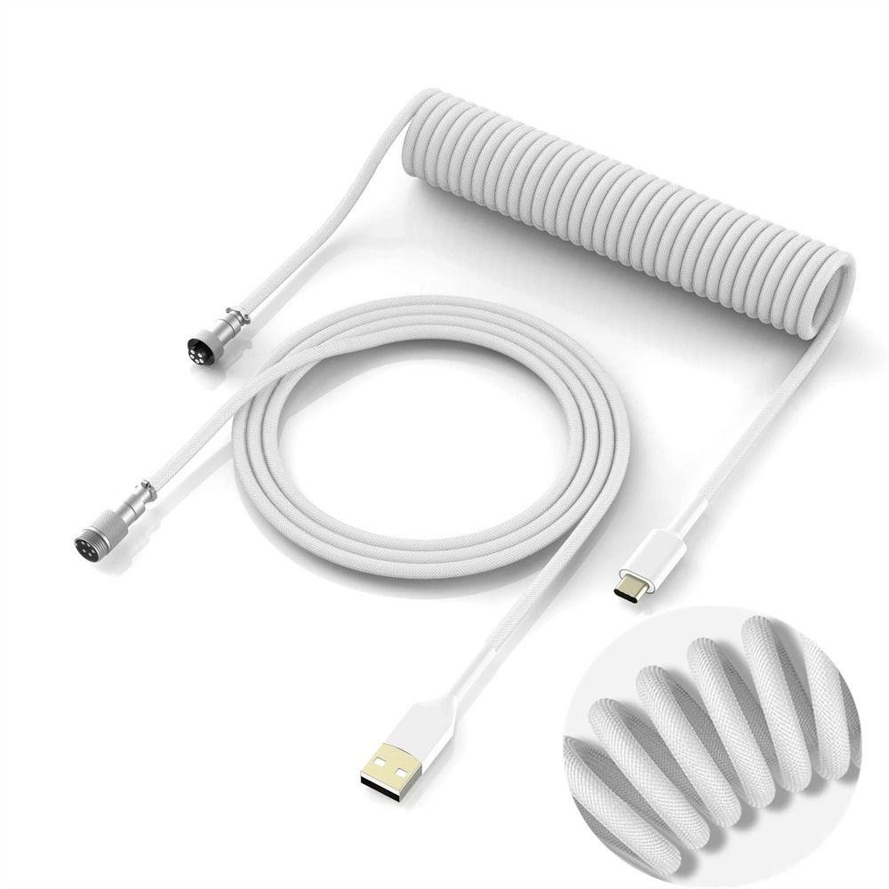Chichytu14w คีย์บอร์ดม้วนสายคอมพิวเตอร์เดสก์ท็อปด้ายถักพอร์ต Usb 3 เมตร Type C สาย Usb