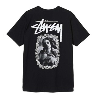 【100% cotton】STUSSY เสื้อยืดคอก ลมแขนสั้นผ้าฝ้ายทรงหลวมแฟชั่นลําลองสําหรับผู้ชาย