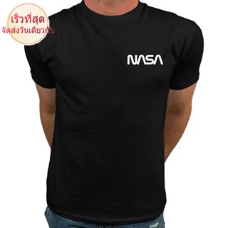 CT100%cotton เสื้อยืดผู้ชายแฟชั่น Market Trendz Official Logo NASA I Smaller Upper Left Chest Logo NASA T Shirts For Men