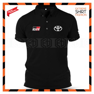 เสื้อยืดโปโล ผ้าฝ้าย พิมพ์ลายโลโก้ Toyota GR Gazoo Racing Yaris Vios Baju Lelaki พรีเมี่ยม