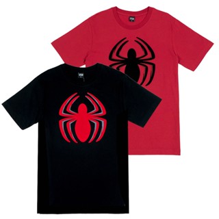 เสื้อยืดแขนสั้นMarvel Men Spider-Man Flock Print T-Shirt - เสื้อมาร์เวลผู้ชายพิมพ์กำมะหยี่ลายสไปเดอร์แมน (S-5XL)S-5XL