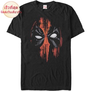 เสื้อยืดแขนสั้น100%cotton เสื้อ ยืด ราคา ส่ง Mens Marvel Deadpool Streak Mask T-Shirt men เสื้อ ยืด ผู้ชาย คอกลม โอเวอร