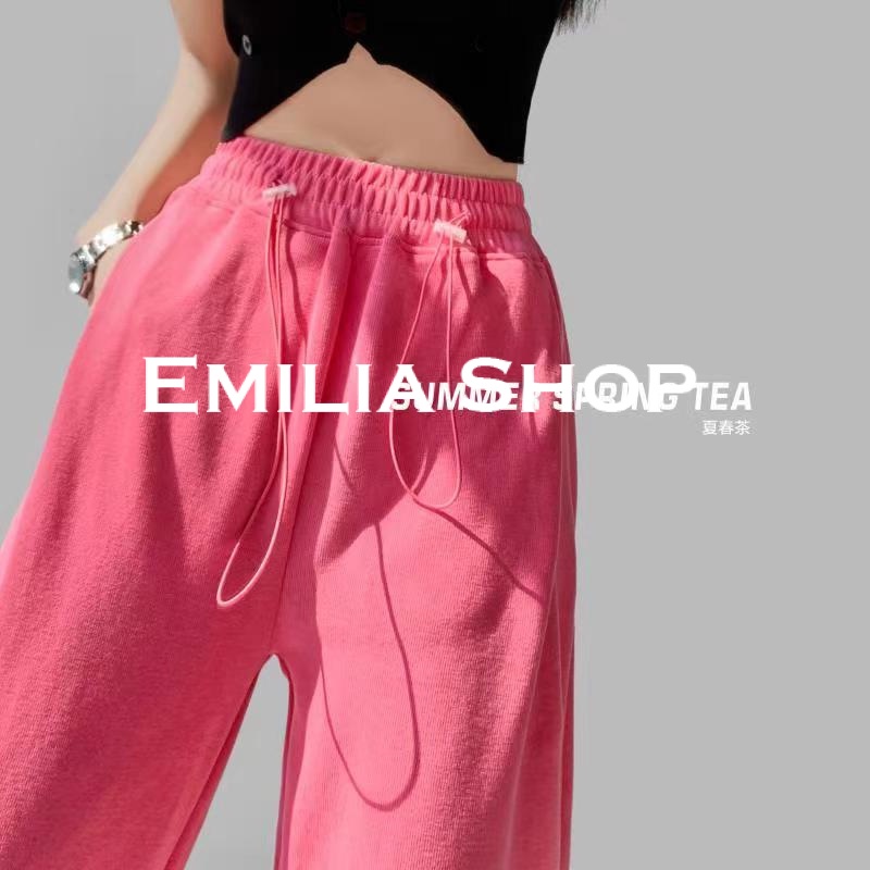 EMILIA SHOP กางเกงขายาว กางเกงเอวสูง สไตล์เกาหลี 2024 ใหม่ A23L0EI 0403