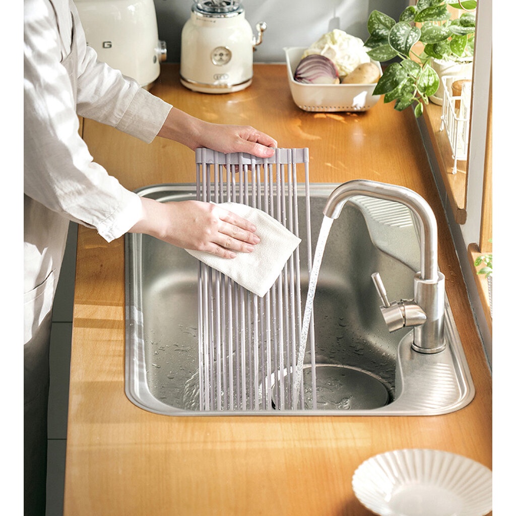 Omocha - Roller rack ที่วางเสริมสำหรับพักจานบริเวณอ่างล้างจาน ตะแกรงม้วนที่คว่ำจาน - รูปที่ 5