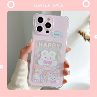 [พร้อมส่ง] เคสโทรศัพท์มือถือ ลายการ์ตูนกระต่าย พร้อมช่องใส่บัตร สําหรับ Apple iPhone 14 13 12 11 PROMAX XS XR XSMAX SE2020 6 7 8PLUS MINI