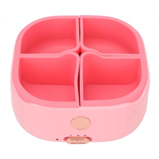 Beautywell Wax Warmer Pot  4 Grids Wax Warmer Machine EU Plug 220‑250V Silicone Inner Easy Cleansing Clear Lid  for Beauty Salon