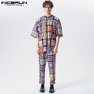 Incerun เสื้อแขน 3/4 + กางเกงลําลอง