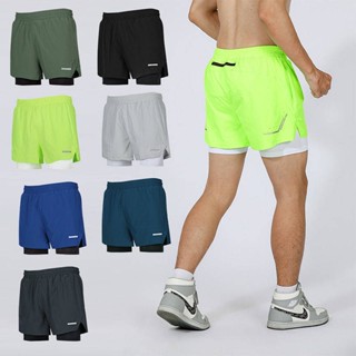 Summer Mens Sports and Fitness Running Quick-Drying Fake Two-Piece Quick-Drying Tight Marathon Anti-Wardrobe Malfunction Base Shorts tWlV