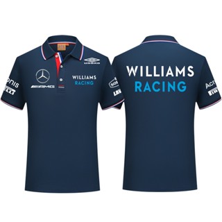 เสื้อโปโลแขนสั้น ลาย Mercedes Benz Williams F1 คุณภาพสูง แฟชั่นฤดูร้อน สําหรับแข่งรถ