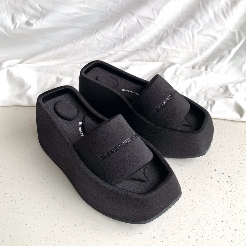 Alexander Wang รองเท้าแตะผู้หญิงหนา Soled เพิ่มความสูง 3 สีเสริมแฟชั่น Anti-Slip Casual รองเท้าผู้หญ