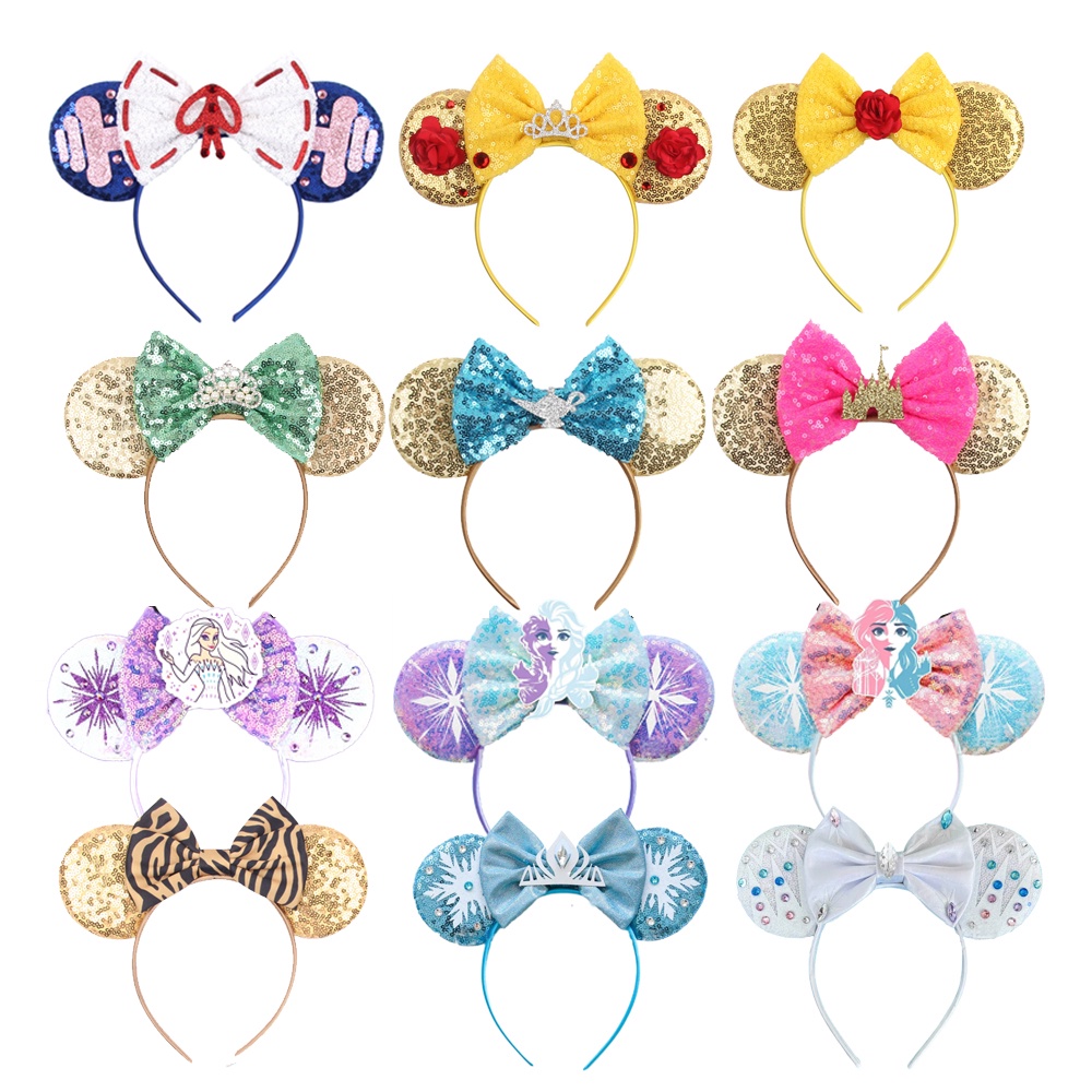 4" ที่คาดผม แต่งหูมิกกี้เมาส์ หรูหรา 5"ที่คาดผม ประดับโบว์ เหมาะกับเทศกาล แฟชั่นสําหรับผู้ใหญ่ และเด็ก