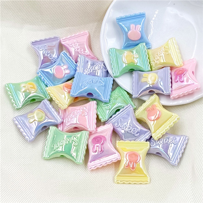 จี้ลูกปัด รูปกระต่าย ชุบ UV สองสี แฮนด์เมด DIY 5 ชิ้น