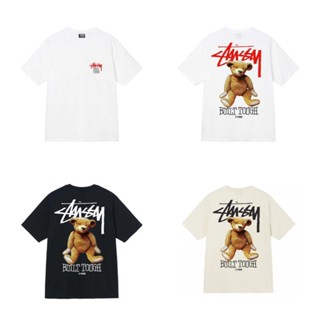 [SR-STUDIO] เสื้อยืดแขนสั้น พิมพ์ลายตุ๊กตาหมี Stussy ไร้รอยต่อ สําหรับผู้ชาย 2023ss