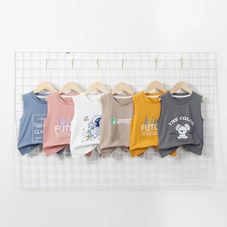 เสื้อกล้าม ผ้าฝ้าย 100% ลายการ์ตูน แฟชั่นฤดูร้อน สําหรับเด็กผู้ชาย และเด็กผู้หญิง อายุ 1-12 ปี