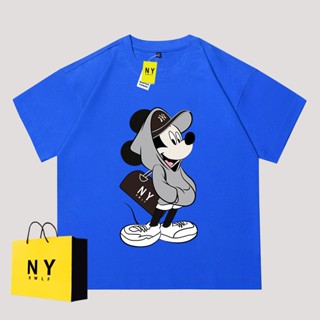 เสื้อยืดแขนสั้น แขนห้าส่วน พิมพ์ลายการ์ตูน NY ทรงหลวม แฟชั่นฤดูร้อน สําหรับผู้ชาย