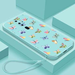 เคสโทรศัพท์มือถือ Tpu นิ่ม ลายผีเสื้อ แมลงปอ พร้อมสายคล้อง หลากสี สําหรับ OPPO Find X5 Pro X5 Lite X3 X2 Reno 5 5Z F 6Z 3 Realme C2