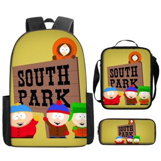 South PARK ใหม่ กระเป๋าเป้สะพายหลัง กระเป๋าสะพายไหล่ ความจุขนาดใหญ่ กันน้ํา ระบายอากาศ ลายการ์ตูนอนิเมะ สามชิ้น